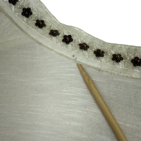 Style & Co Floral Embroidered Top Sz Large Layered Long Sleeve Studded Collar - Picture 12 of 12